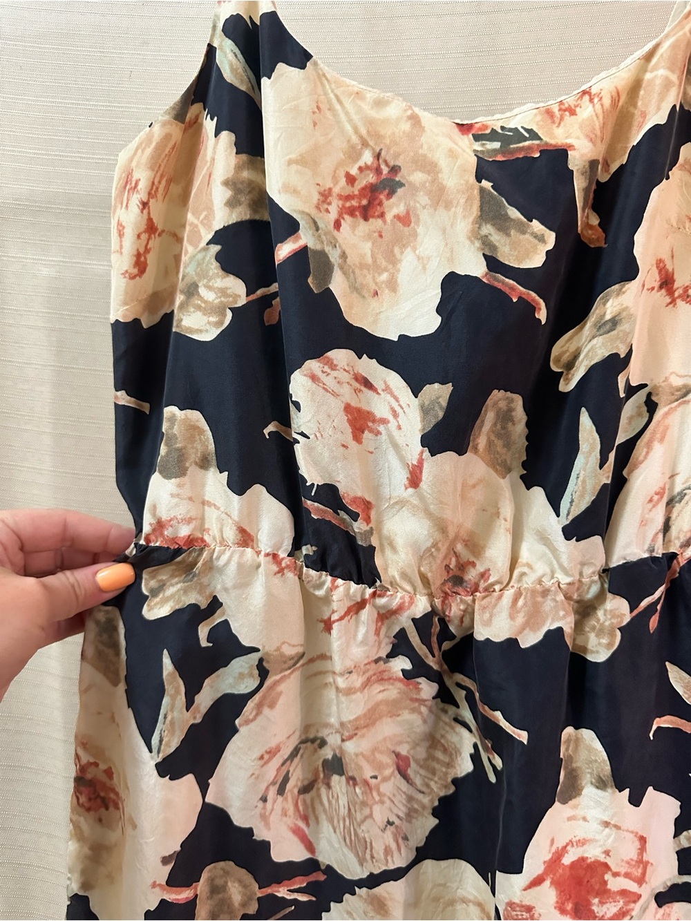 J.Crew 100% Silk Floral Slip Dress Black Pink Cream Lined Size 4 Spaghetti Strap - Picture 7 of 8
